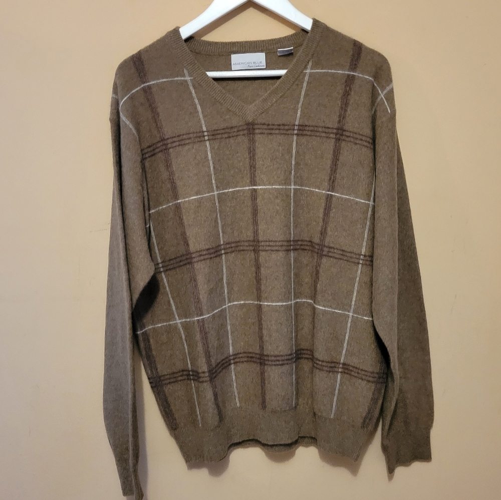 American Blue Pure Cashmere V-neck Sweater - browns